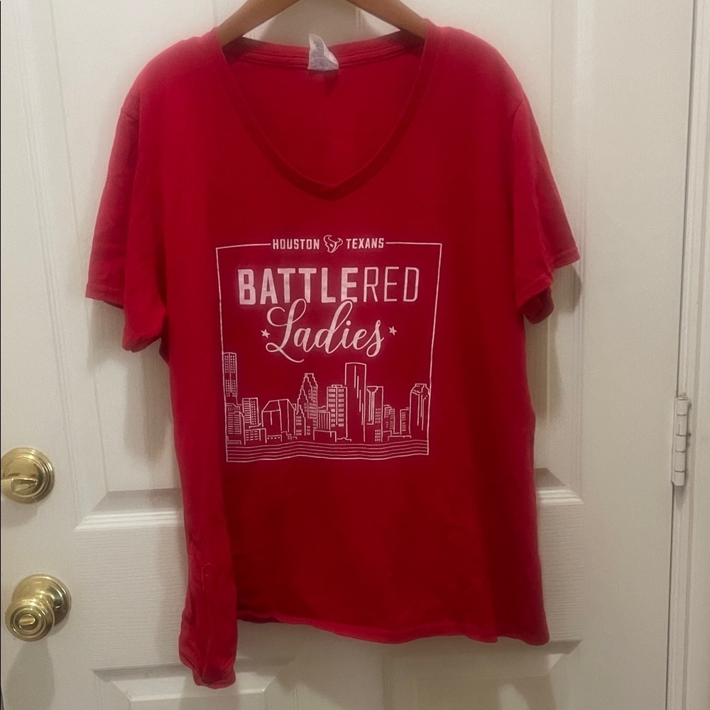 Red Houston Texans Battle Red Ladies T-Shirt
